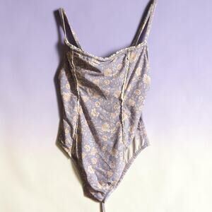 Shade & Shore Floral One Piece Swimsuit Lace trim Medium